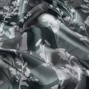 ipekevi - Gray Vintage Silhouette Print Silk Twill Scarf (1)