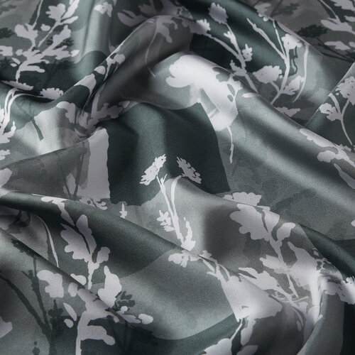 Gray Vintage Silhouette Print Silk Twill Scarf