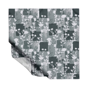 Gray Vintage Silhouette Print Silk Twill Scarf - Thumbnail