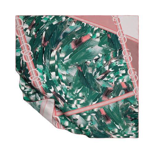 Green Abstract Monogram Twill Silk Scarf