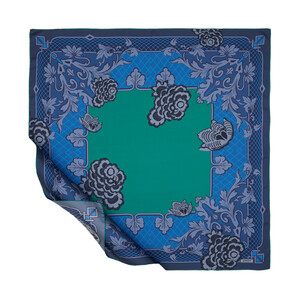 Green Blue Beykoz Twill Silk Scarf - Thumbnail