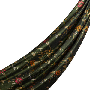 ipekevi - Green Brocade Reversible Prime Silk Scarf (1)