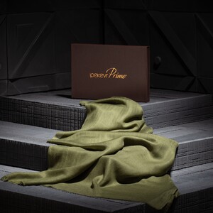 Green Cashmere Silk Prime Scarf - Thumbnail