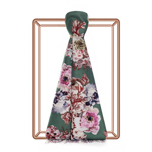 ipekevi - Green Fleur Print Silk Scarf