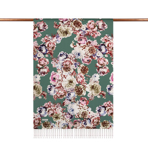 ipekevi - Green Fleur Print Silk Scarf (1)