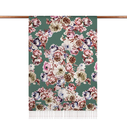Green Fleur Print Silk Scarf