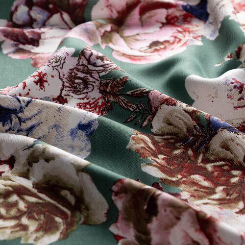 Green Fleur Print Silk Scarf