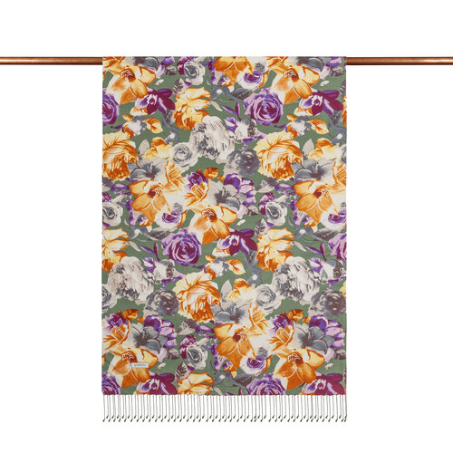 Green Floral Chaos Print Silk Scarf