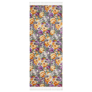 Green Floral Chaos Print Silk Scarf - Thumbnail