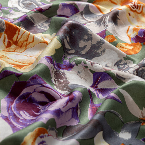 Green Floral Chaos Print Silk Scarf