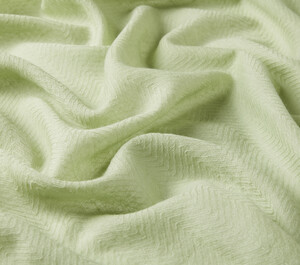Green Herringbone Patterned Wool Silk Shawl - Thumbnail