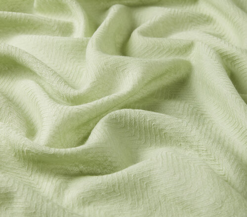 Green Herringbone Patterned Wool Silk Shawl