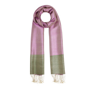 Green Lilac Reversible Silk Scarf - Thumbnail