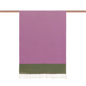 Green Lilac Reversible Silk Scarf - Thumbnail