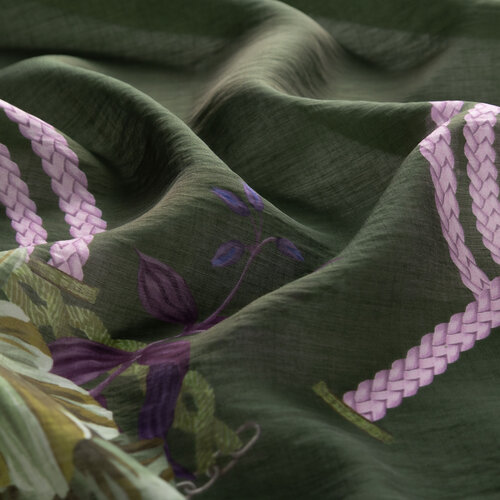 Green Mystic Garden Print Tencel Scarf