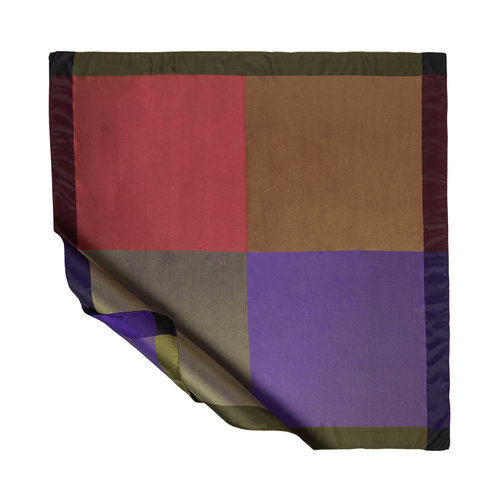 Green Purple Block Frame Silk Scarf