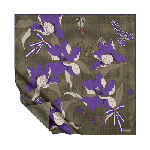 Green Purple Mono Cord Twill Silk Scarf
