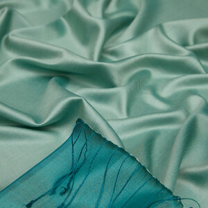 Green Reversible Silk Scarf - Thumbnail
