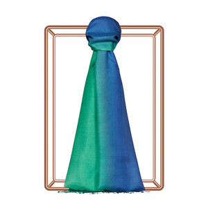 Green Sax Blue Gradient Silk Scarf - Thumbnail