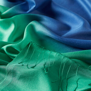 Green Sax Blue Gradient Silk Scarf - Thumbnail