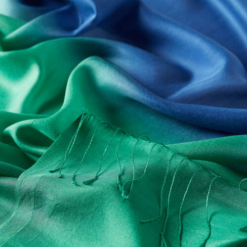 Green Sax Blue Gradient Silk Scarf