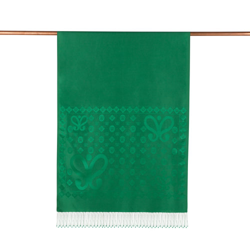 Green Semi Monogram Print Silk Scarf