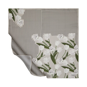 Green Silver Tulipa Twill Silk Scarf - Thumbnail