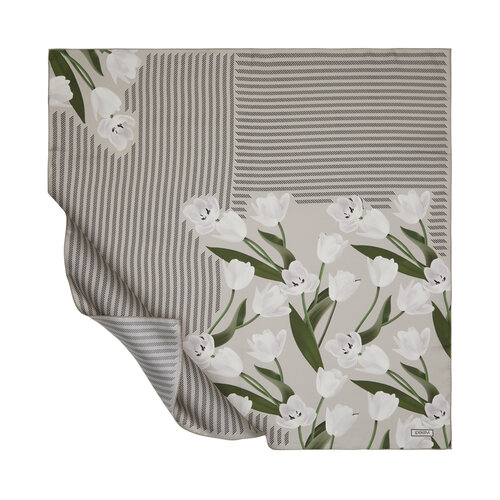 Green Silver Tulipa Twill Silk Scarf