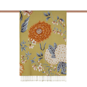 ipekevi - Green Siona Print Silk Shawl (1)