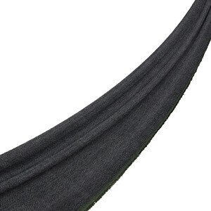 Green Thin Herringbone Wool Scarf - Thumbnail