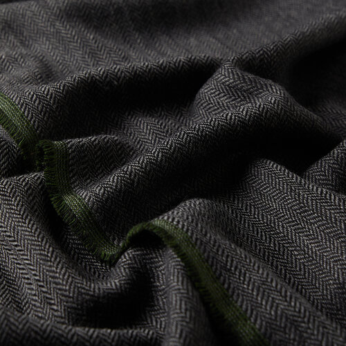 Green Thin Herringbone Wool Scarf