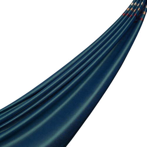 Green Thin Striped Silk Scarf