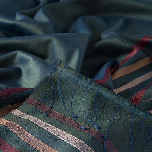 Green Thin Striped Silk Scarf