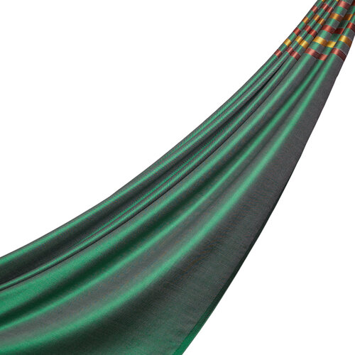 Green Thin Striped Silk Scarf