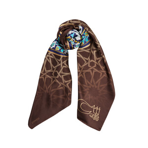 ipekevi - Green Tomb Satin Silk Scarf Model 03 (1)