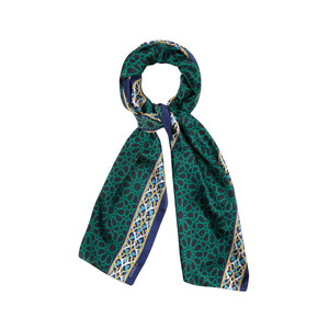 Green Tomb Satin Silk Scarf Model 05 - Thumbnail