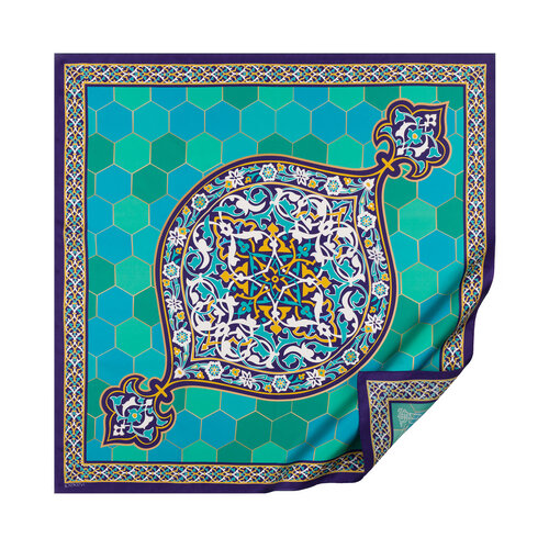 Green Tomb Silk Twill Scarf Model 01