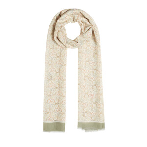 Green Typo Monogram Cotton Silk Scarf - Thumbnail