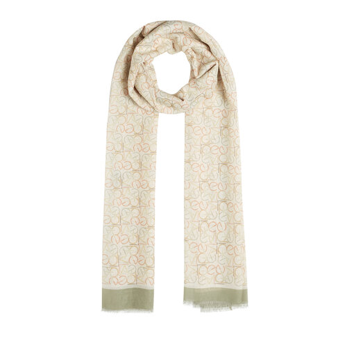 Green Typo Monogram Cotton Silk Scarf