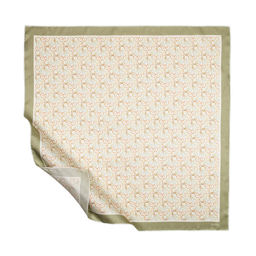 Green Typo Monogram Silk Twill Scarf