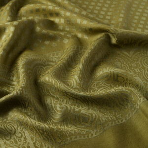 Green Wool Silk Scarf - Thumbnail