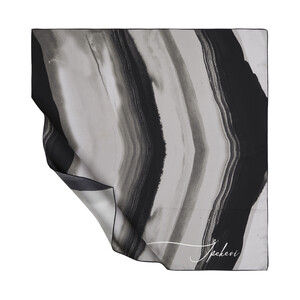 Grey Black Dream Twill Silk Scarf - Thumbnail