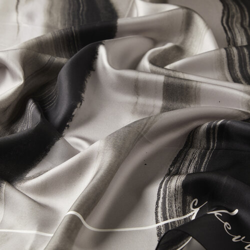 Grey Black Dream Twill Silk Scarf