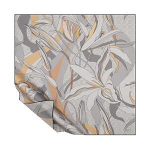 ipekevi - Grey Black Mono Irises Twill Silk Scarf
