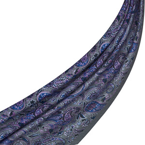 Grey Blue Mezopotamya Tencel Scarf - Thumbnail