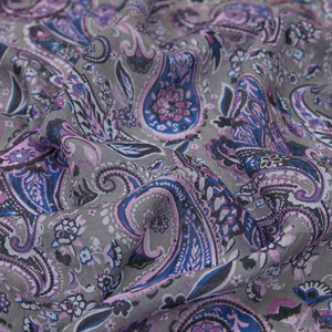 Grey Blue Mezopotamya Tencel Scarf - Thumbnail