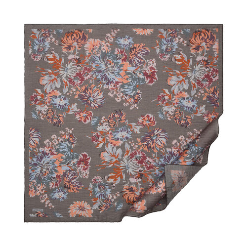 Grey Chrysanthemum Print Tencel Scarf