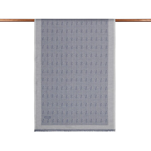ipekevi - Grey IE Monogram Cotton Silk Scarf (1)