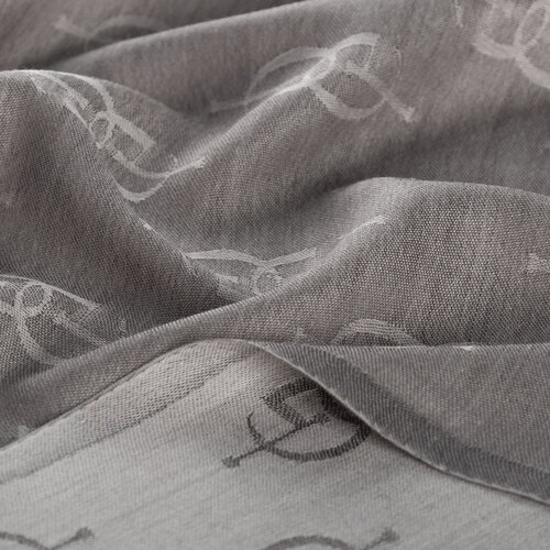 Grey IE Monogram Wool Silk Scarf