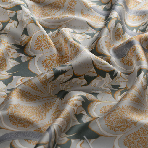 Grey Menthol Spring Story Twill Silk Scarf